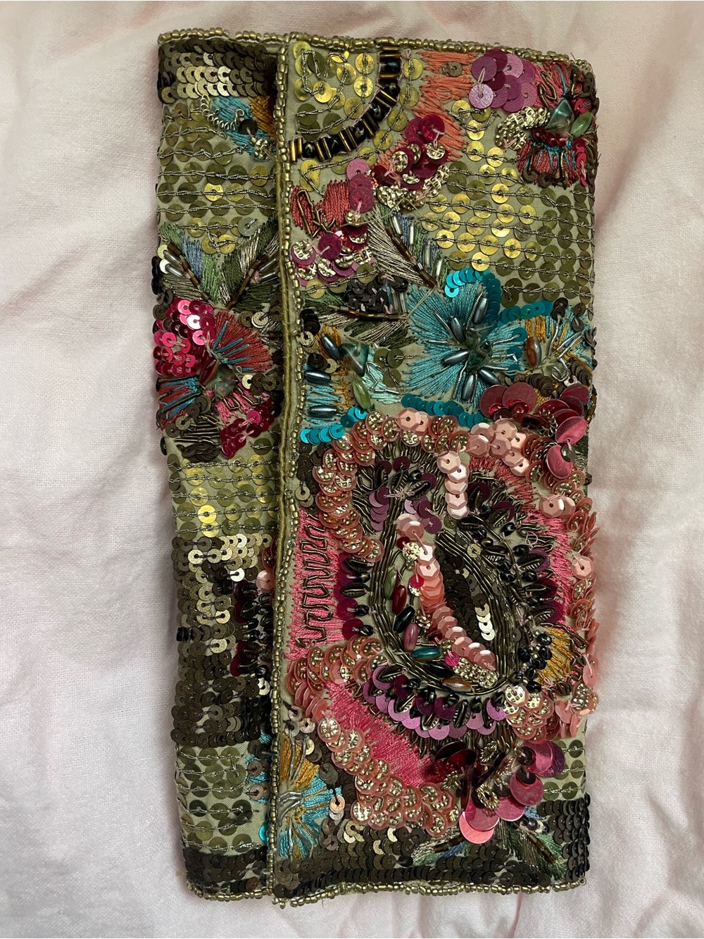 Accessorize Metallic Gold Evening Beaded Clutch